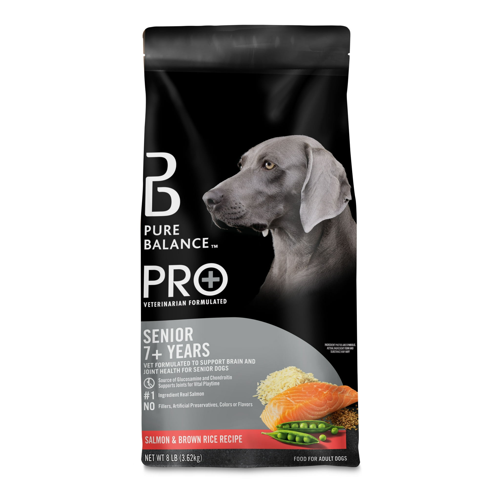 Pure Balance Pro+ Senior Salmon and Brown Rice Recipe Dry Dog Food, 8 lb