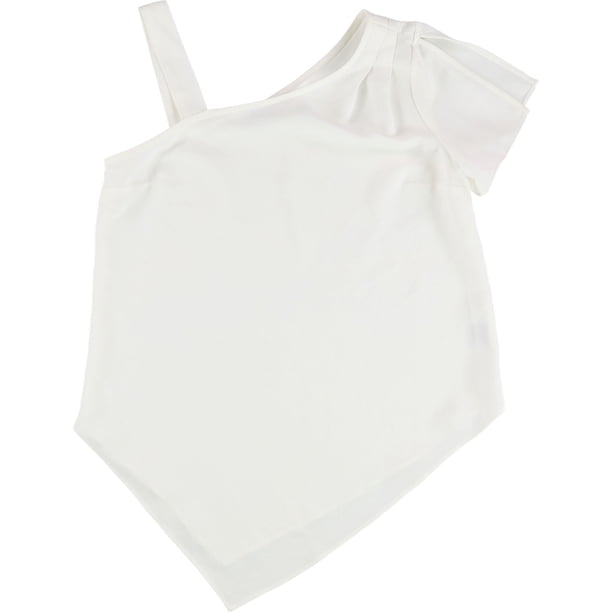 bar III Blusa asimétrica de punto para mujer, blanca, extragrande bar III Tejer
