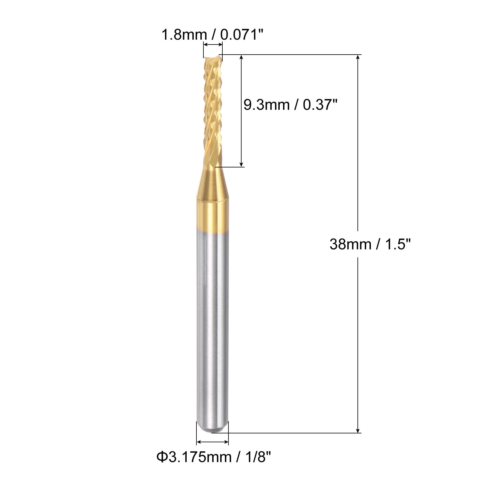Uxcell  0.071'' Coat Carbide End Mill Engraving Milling Cutter CNC Router Bits Titanium Silver Tone 10Pcs