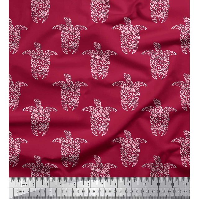 Soimoi Georgette Viscose Fabric Turtle Block Fabric Prints by Yard 42 Inch Wide