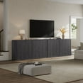 thumbnail image 6 of SICOTAS 132.6"W Large Kitchen Sideboard Buffet Cabinet with 4 Fluted Doors & Adjustable Shelves, Console Cabinet Set of 2 with Storage for Living Room, Coffee Bar Station for Dining Room, Black, 6 of 10