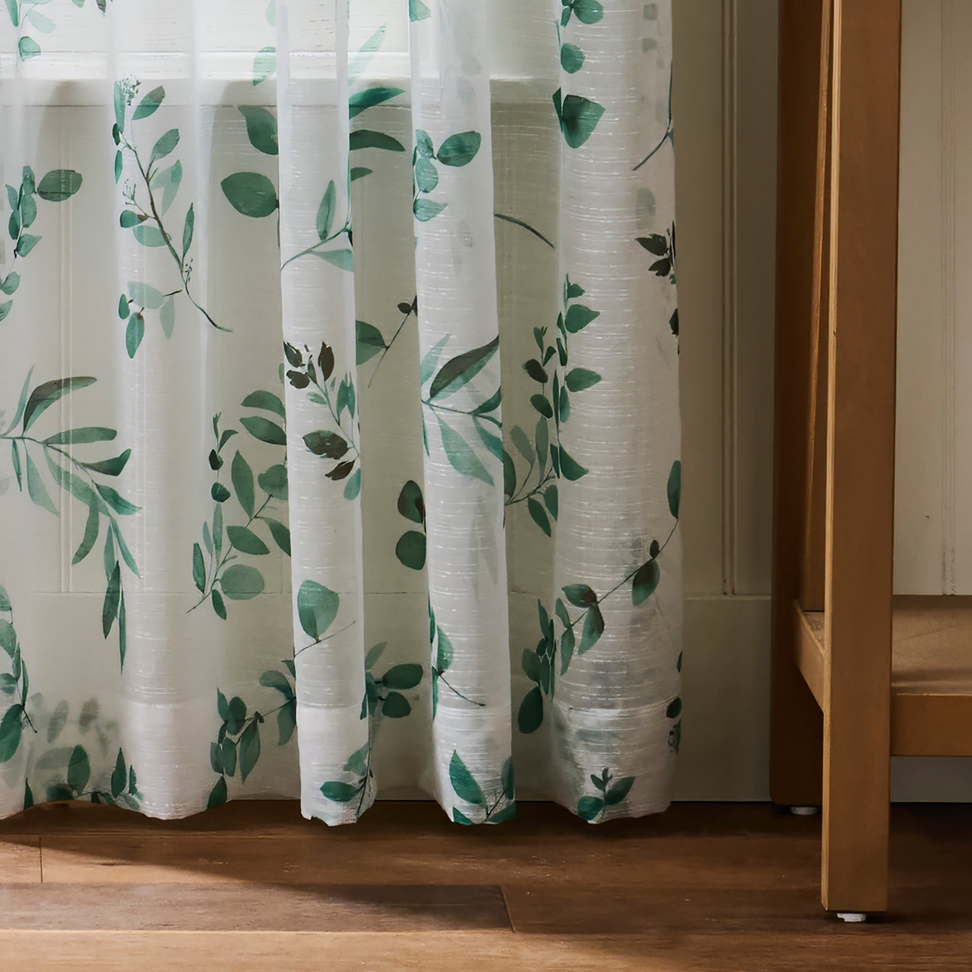 Martha Stewart Maddison Curtain Panel Pair, Green, Pole Top, Sheer, Indoor, Adult, 2 Piece Set, 50" x 95"