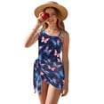 thumbnail image 2 of SEANATIVE 17-18 Year Kid Girl Swimsuit with Mesh Skirt Coverup One Piece Bathing Suit Comfortable Stretch Summer Swimwear with Adjustable Strap, Butterfly Violet Pink, 2 of 7