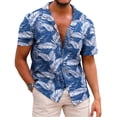 thumbnail image 3 of Camisa hawaiana de manga corta para hombre, corte holgado, estampado floral, camisa hawaiana con botones para playa y crucero tropical, 3 of 6