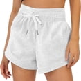 thumbnail image 2 of YVNAURA Women's High Waisted Athletic Shorts with Pockets, 2026 Summer Elastic Waist Quick Dry Running Shorts for Women, Loose Fit Stretchy Gym Workout Shorts for Outdoor Sports,Light Ashy,L, 2 of 6
