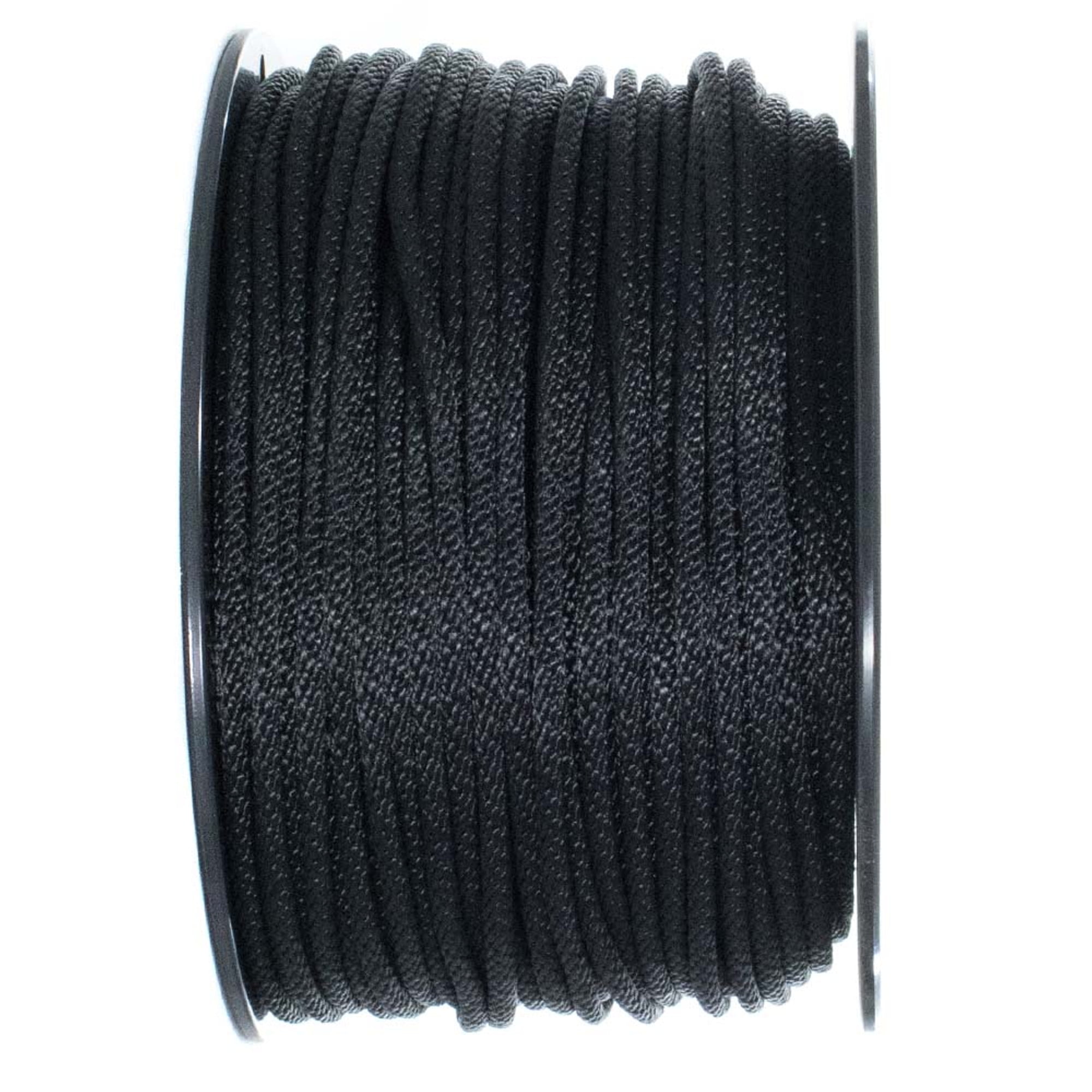 Black 3/8" x 100 ft Made in USA. Pre-Cut Solid Braid Polyester rope hank 