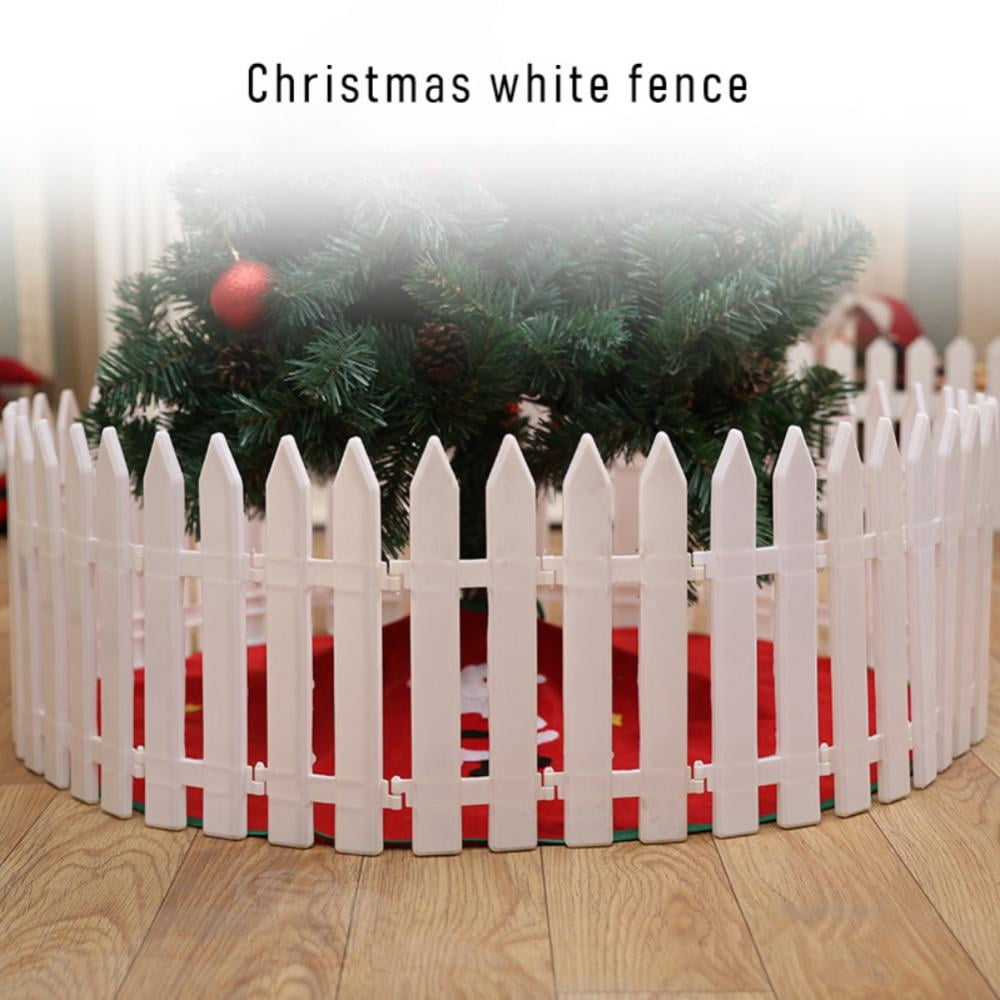 Miniature Dollhouse FAIRY GARDEN ~ CHRISTMAS Brown Fence with Wreath & LED Light 