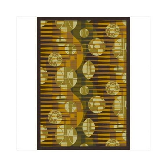 Keeping Score Gold 7 ft.8 in. x 10 ft.9 in.  WearOn Nylon Machine Tufted- Cut Pile Sports Rug