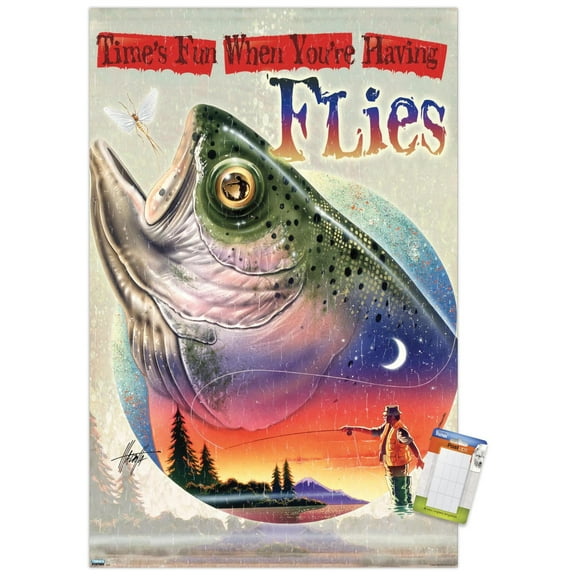 James Mazzotta - Bass Fly Fish Wall Poster, 14.725" x 22.375"