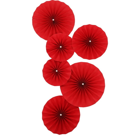 IFANLANDOR Hanging Paper Fans Red Festive Decoration For New Year Party 12Pcs 11.8In