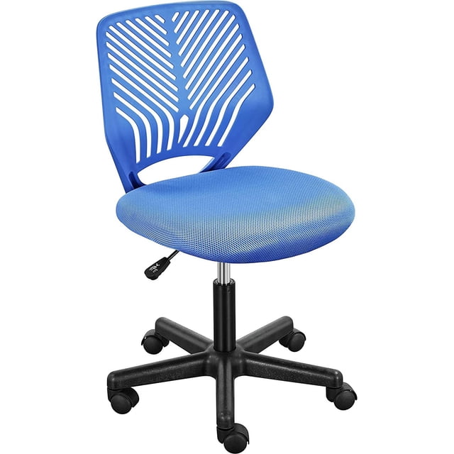 Songqin Students Desk Chair Low-Back Armless Study Chair Cute with Lumbar Support Adjustable Height for Youth, Blue