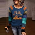 thumbnail image 2 of Sudaderas de Acción de Gracias Para Mujer Otoño Invierno Costura A Rayas Estampado Bloque de Color Cuello Redondo Entrenamiento Manga Larga Tops Pulóver Odeerbi ODB203918, 2 of 4