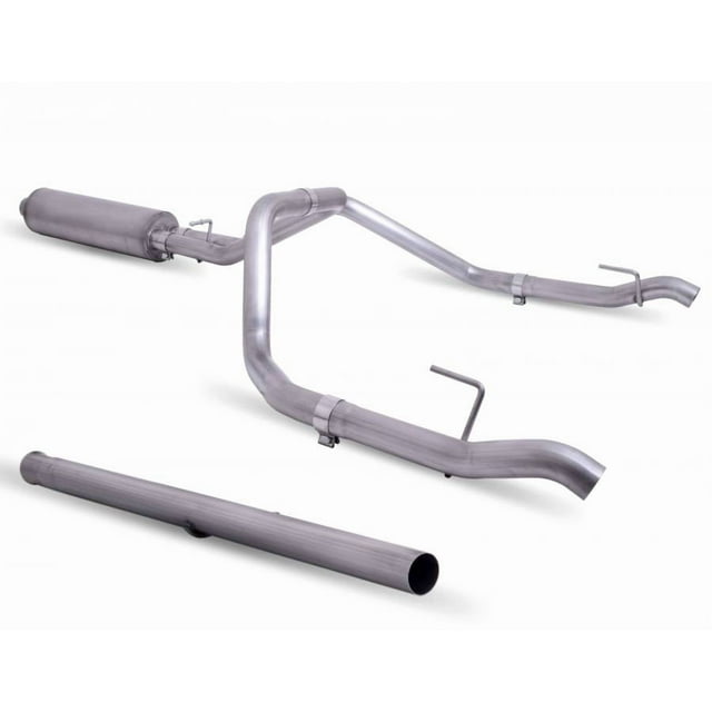 Gibson Exhaust Exhaust System Kit 65698 Split Rear Cat Back System; Stainless Steel; With Muffler; 3 Inch To 2-1/2 Inch Pipe Diameter; Single Exhaust With Dual Exit; Straight Out The Back Exit