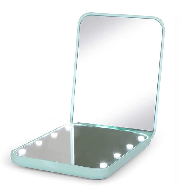 Pocket mirror, magnifying LED compact travel makeup mirror for purse, portable, folding, handheld