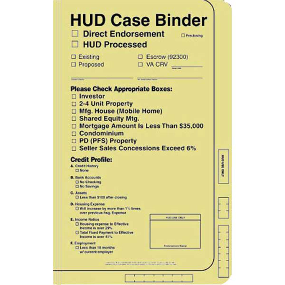 HUD Case Binder (Manila Color) Pack of 25 Used to Submit Loans under