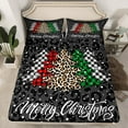 thumbnail image 2 of Homewish Merry Christmas Twin Sheet Sets,Cheetah Pattern Twin Fitted Sheet,Colorful Xmas Tree Flat Sheet For Boys Kids,Microfiber Bedroom Decor,3-Piece, 2 of 7