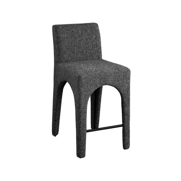 Meridian Furniture Gramercy Black Linen Textured Fabric Stool