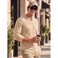 thumbnail image 2 of RICHCOIN Men's V Neck Long Sleeve Shirts Slim Fit Basic T Shirts Ribbed Fashion Tee, 2 of 7