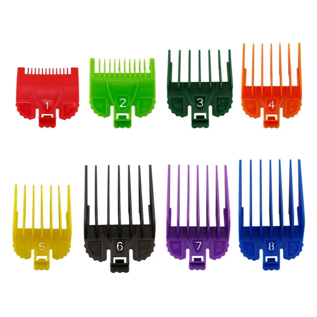 8 Sizes Professional Cutting Guide Comb Set Colorful Limit Comb Set Replacement for Wahl Electric Hair Trimmer Shaver Hairdressing Tool