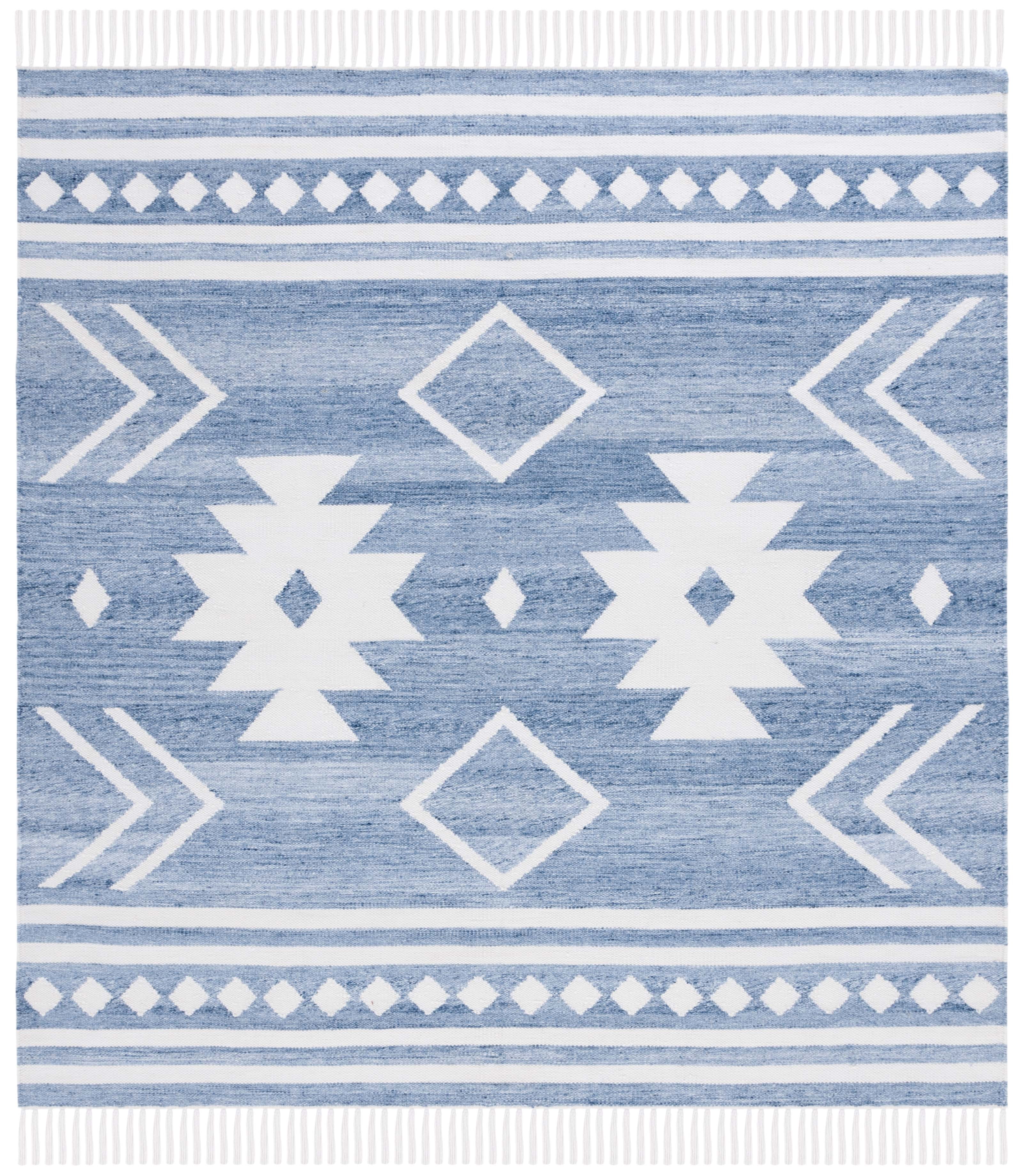 Safavieh Kilim Trochez Geometric Area Rug, Blue/Ivory, 7' x 7' Square