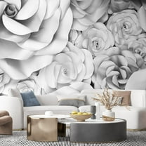 Idea4wall 6pcs 3D View Rose Pattern Stick Wallpaper Removable Wall Murals Large Wall Stickers for Home Decoration, 96"x144"