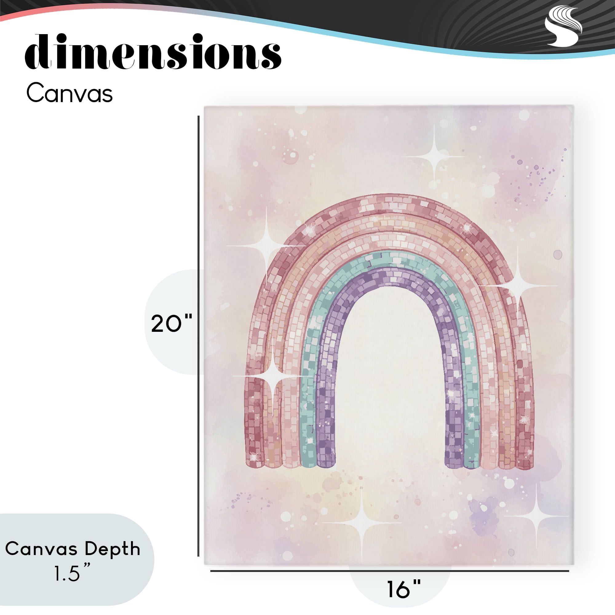 Stupell Industries Pastel Disco Rainbow Sparkles Canvas Wall Art, design by Lil' Rue