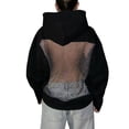 thumbnail image 2 of NMMUED Mesh Back Hoodie Oversized Hoodies Mesh Hoodie Open Back Sweatshirt Crystal Mesh Hoodie Hooded Sweatshirt Women Crystal Mesh Back Hoodie Black M, 2 of 6