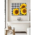thumbnail image 4 of Canvas Print Wall Art Sunflower Countryside Yellow Flower Black And White Check Framed Canvas Art Wall Decor Pictures Painting Morden Artwork for Living Room Bedroom, Ready to Hang - 12"x16", 4 of 4