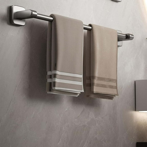 CxhicLuv Aluminum Bathroom Towel Bar, Wall Mounted Towel Rack Organizer for Bath Hand Towels, Premium Metal Thickened Material with Matte Gray Finish, Bathroom Accessory for Humid Environments