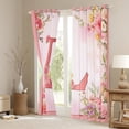 thumbnail image 3 of Homewish Pink Letter L Black Out Curtains,Monogrammed Theme Curtains Pack of 2 (42x63 Each),Country Floral Cartoon Rose Bedroom Curtains For Girl Teens,Ultra Soft Bedroom Decor, 3 of 6