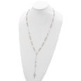 thumbnail image 5 of 925 Sterling Silver Rosaries Necklace Chain Tri-color Polished Textured Bead Rosary 26 inch, 5 of 5