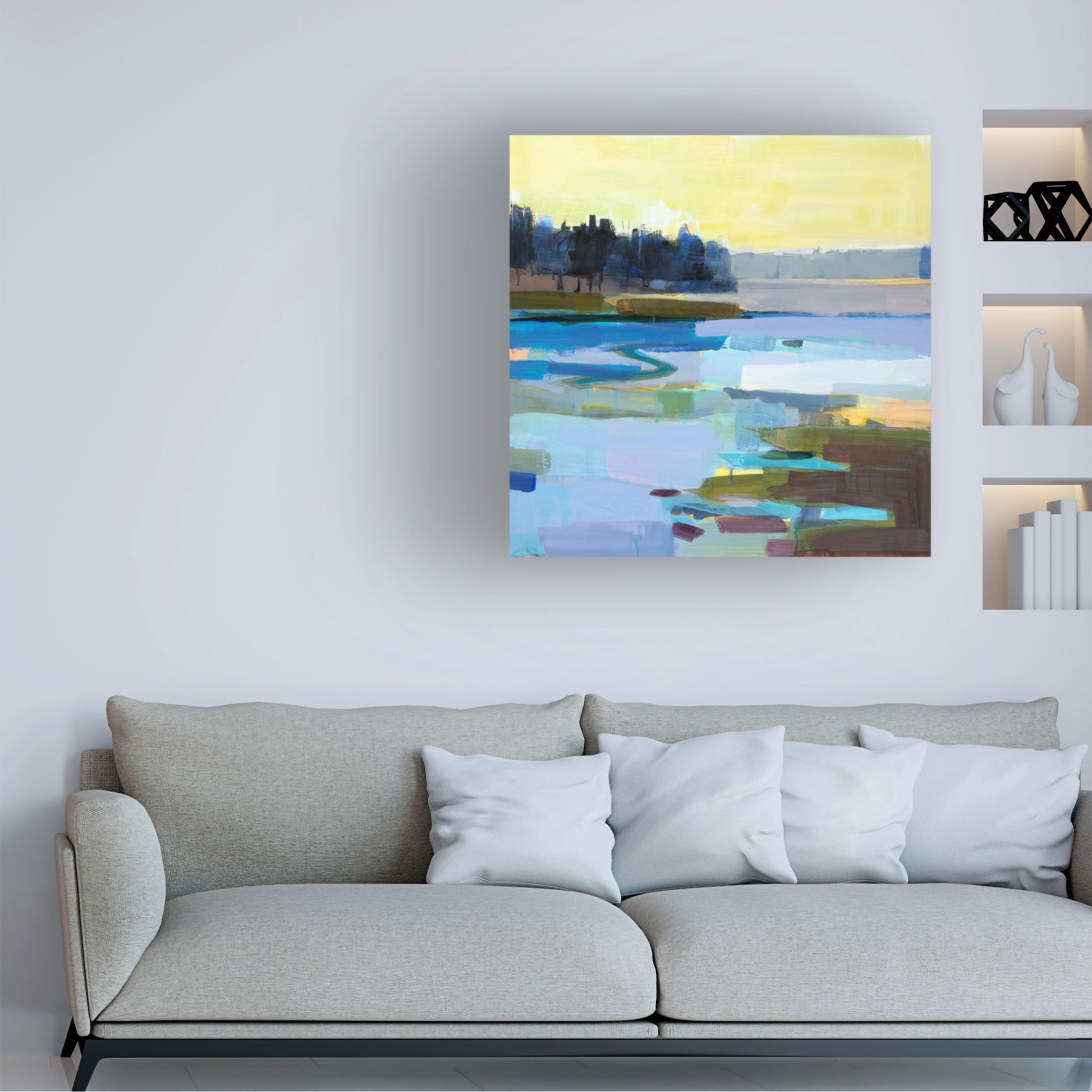 Canvas Wall Art - Kathleen Robbins 'Rowley Marsh Early Spring' Wall Art for Living Room, Bedroom, or Office Décor by Trademark Fine Art - 18 x 18 Inches