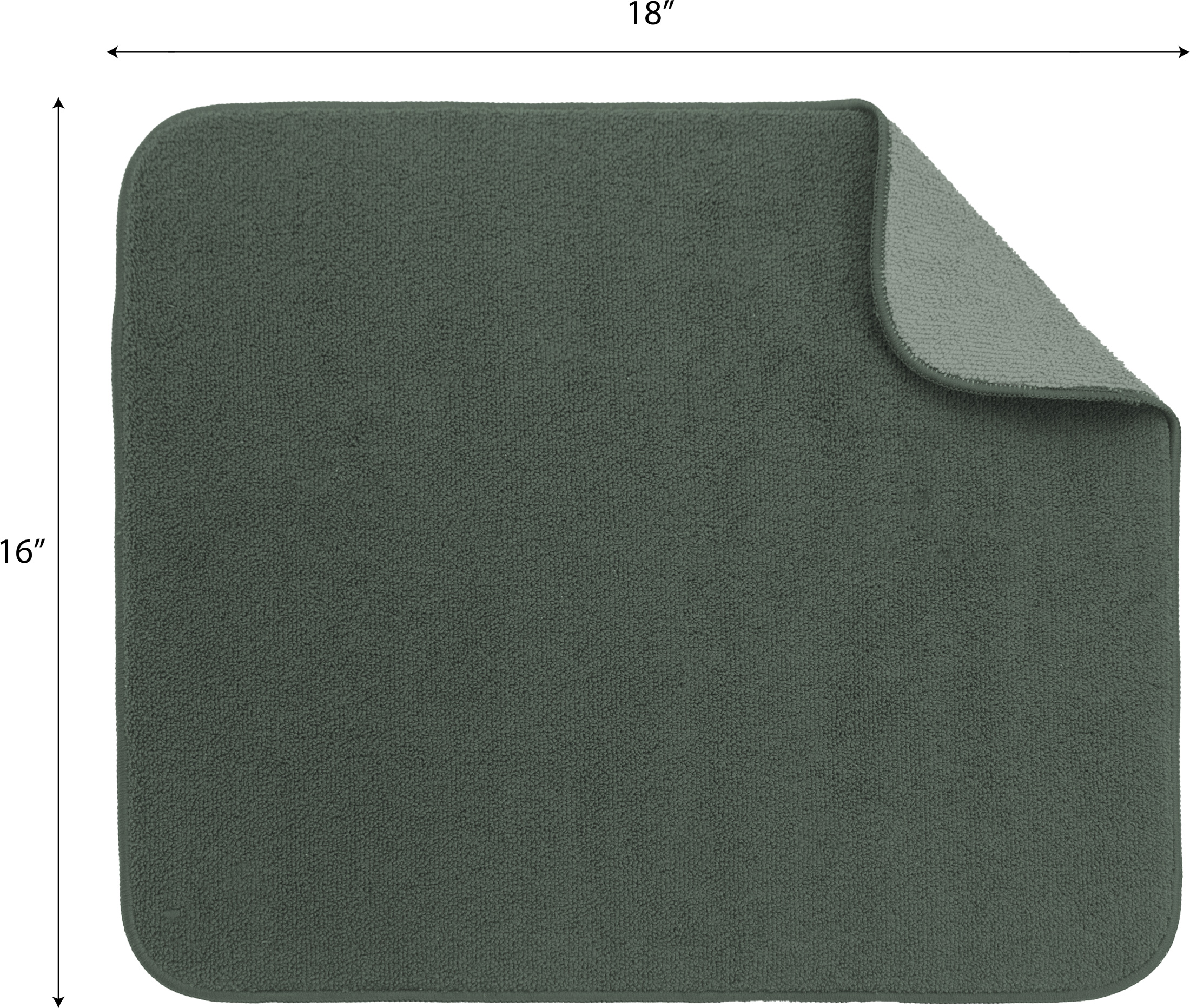 Kitchen Basics Microfiber Dish Drying Mat, 16"x18", Sage