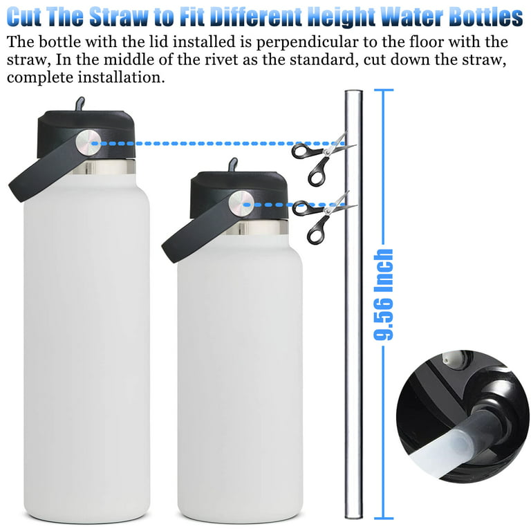 KMN Straw Lid for Hydro Flask Wide Mouth, Flex Straw Lid for Hydroflask  Wide Mouth 12 16 18 20 32 40 64 oz, Flexible Handle Replacement Lids for Hydroflask  Straws Top Water Bottle Lid Accessories Black + Silicone Boot