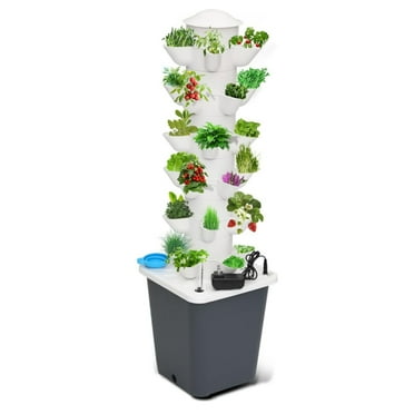 Mustrod Hydroponic Growing System 30-Plants Indoor Vertical Tower Garden Planter with Pump Water Tank