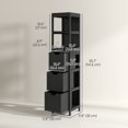 thumbnail image 3 of kleankin Narrow Bathroom Storage Cabinet, Freestanding Linen Tower Black, 3 of 10