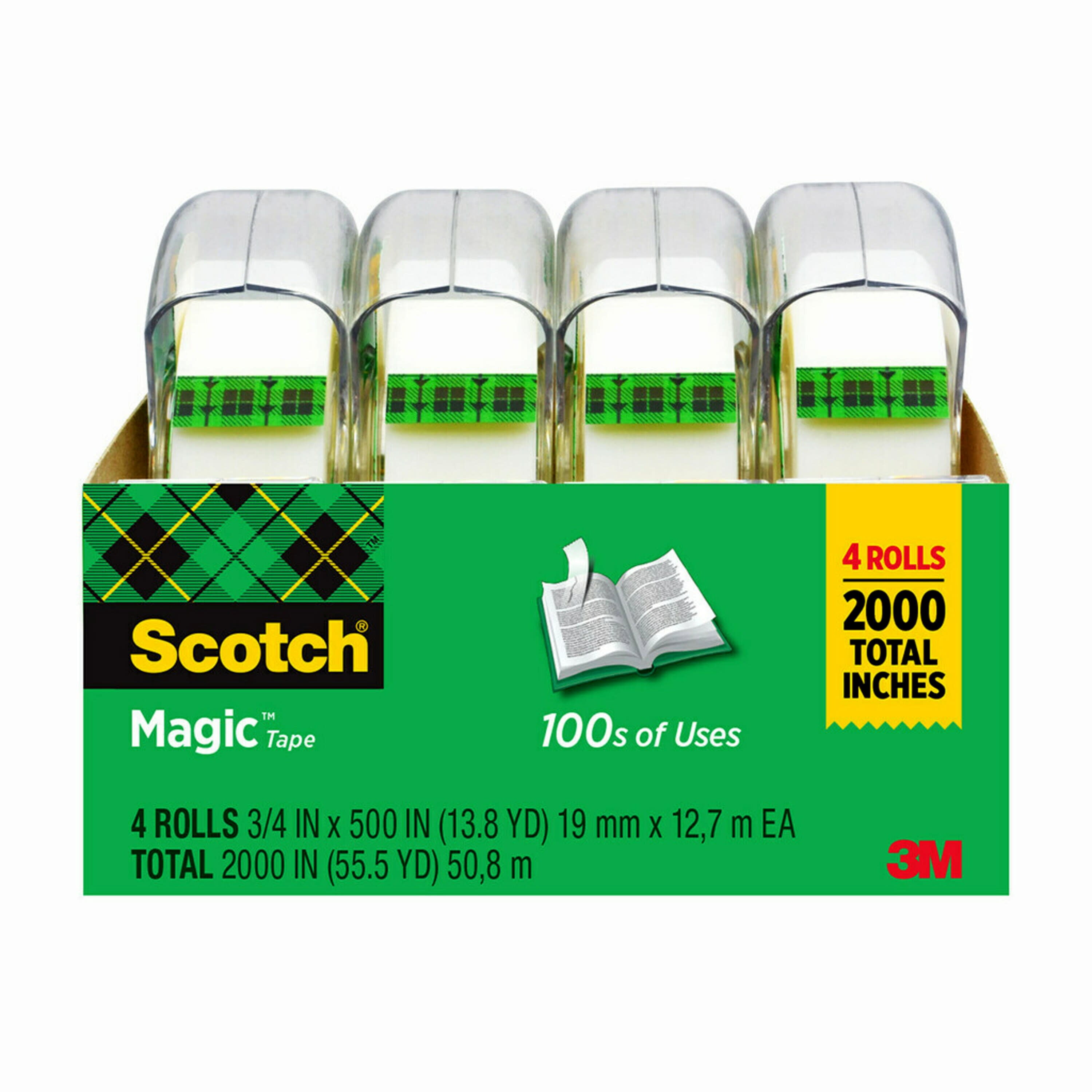 Scotch Magic Tape, 3/4 in. x 500 in., 4 Rolls