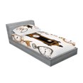 thumbnail image 2 of Ambesonne Vintage Fitted Sheet & Pillow Sham Set, Antique Clocks Pattern, Twinxl, Umber and Beige, 2 of 2