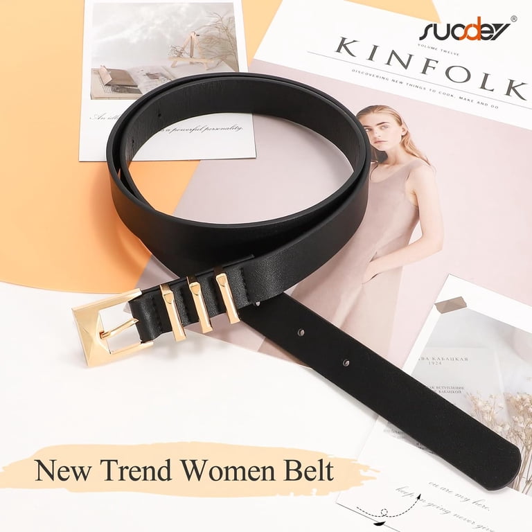 2 Pack Women Faux Leather Belts for Jeans Dresses Pants  display picture 3