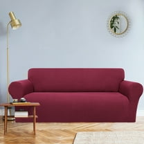 PiccoCasa Jacquard Stretch Sofa Slipcover Non Skid Couch Cover Burgundy Large