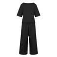 thumbnail image 5 of UACY Girls Pants Sets 2 Piece Outfits Casual Half Sleeve Tops with Wide Leg Palazzo Pants Summer Cropped Lounge Set ﻿ (Black, 13-14 Years), 5 of 6