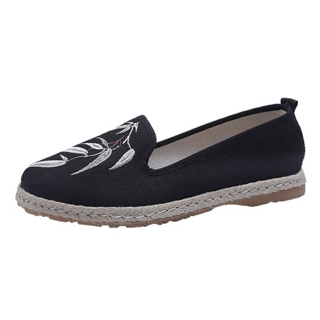 

Mackneog Leaf Embroidered Espadrille Loafers For Women Slip On Shallow Mouth Simple Single Shoes Casual Shoes Work Shoes Gift on Clearance