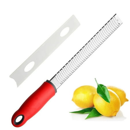 - Citrus Lemon Zester & Cheese Grater for Parmesan Cheese, Lemon, Ginger, Garlic, Nutmeg, Chocolate, Vegetables, Fruits with Razor-Sharp Stainless Steel Blade and Protect Cover - Dishwasher Safe Red