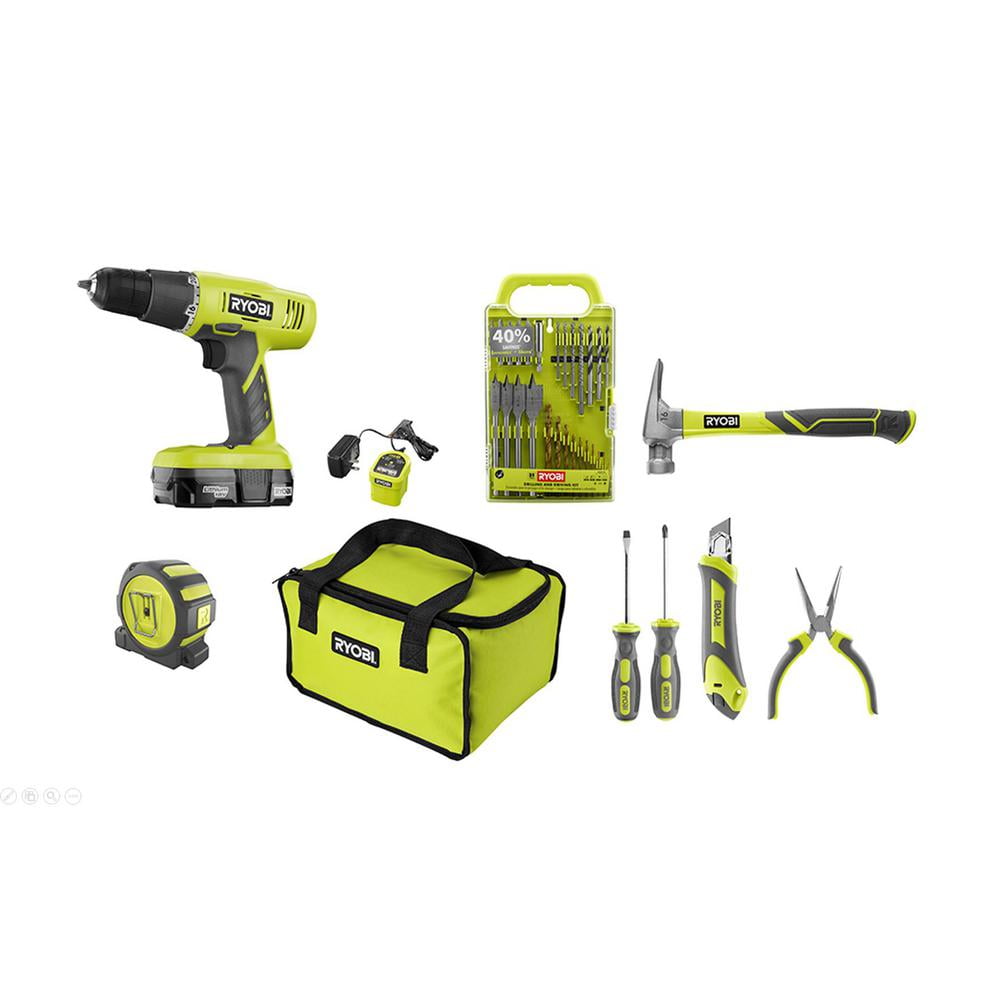 Refurbished Ryobi P1971N 18v ONE+ Home Owners Starter Kit - Walmart.com