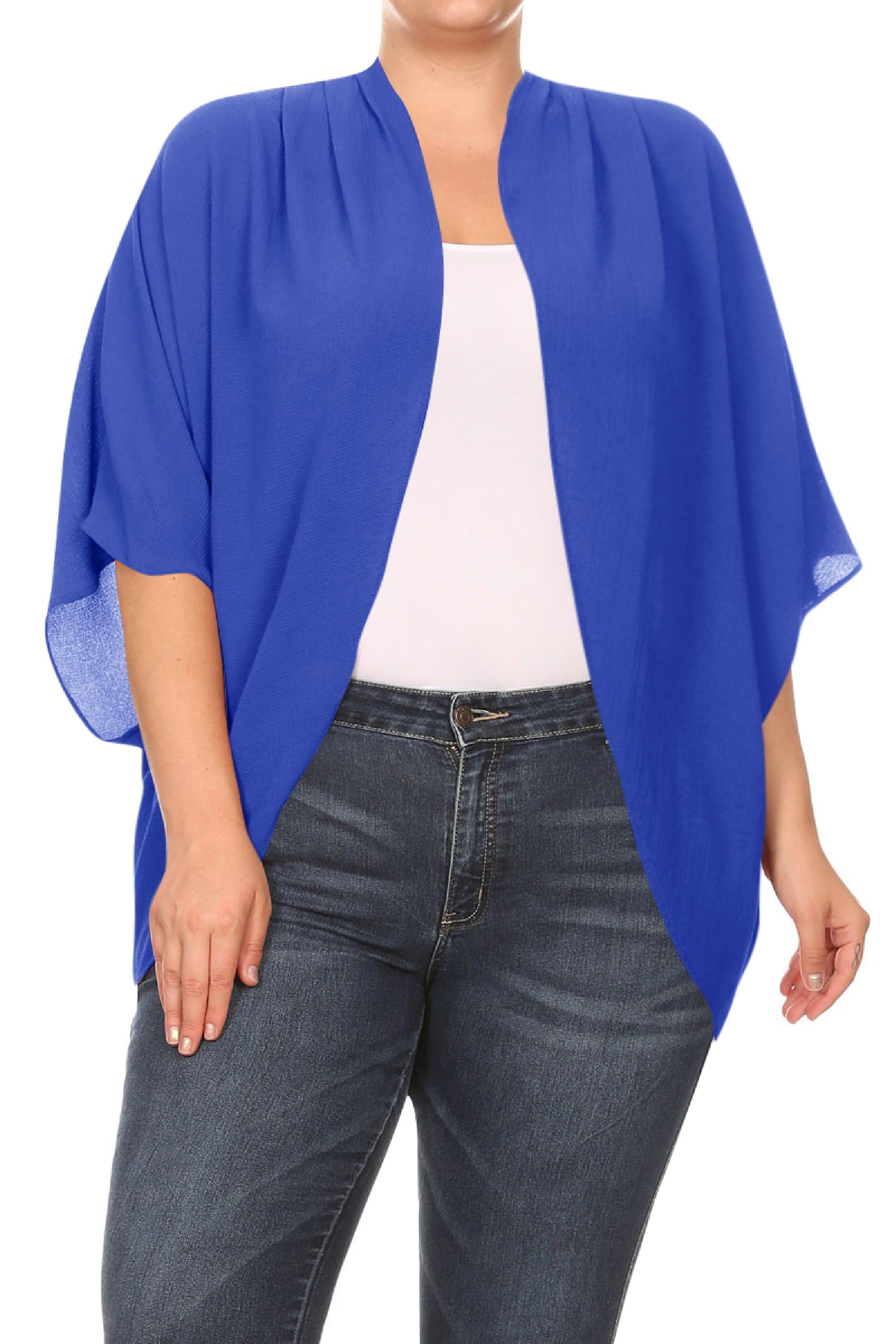 Women's Size Loose Fit 3/4 Sleeves Kimono Style Open Front Solid Cardigan Made in USA - Walmart.com