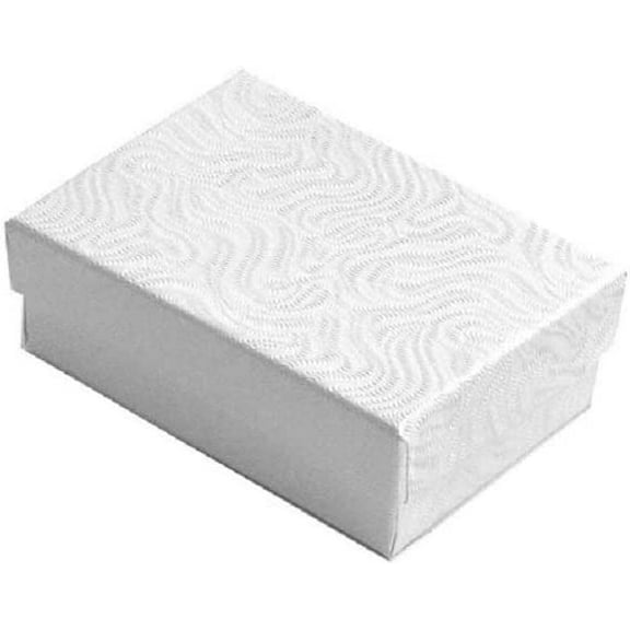 25 Pack Cotton Filled Swirl White Paper Cardboard Pocket Watch Jewelry Gift and Retail Boxes 3 X 2 X 1 Inch #32 Size by R J Displays