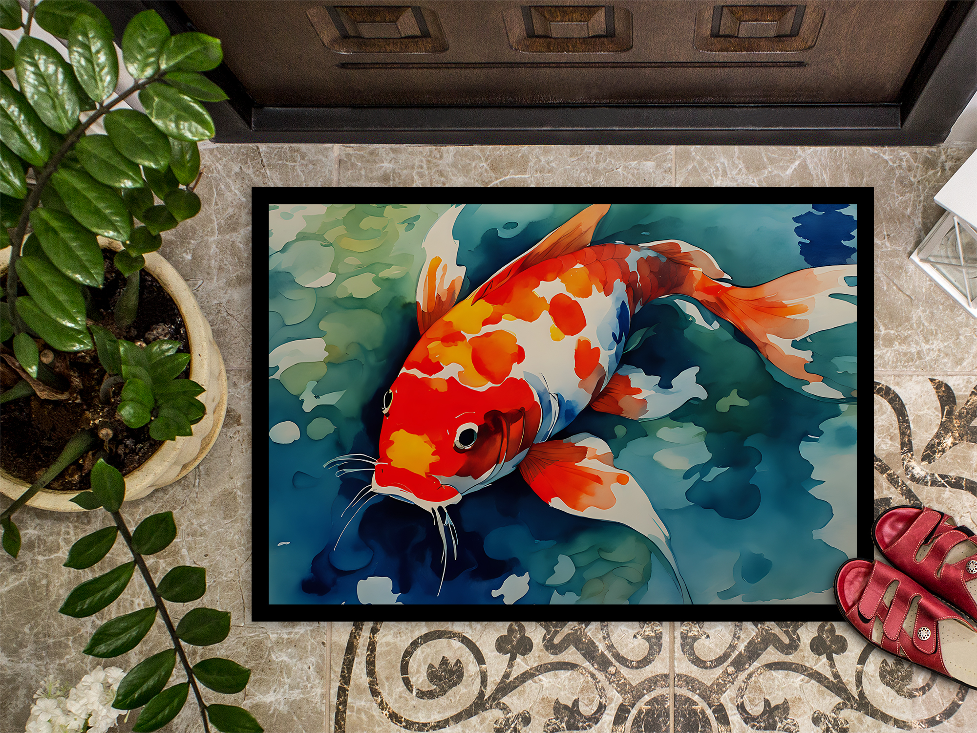 Carolines Treasures DAC2794MAT 0.15 x 18 x 27 in. Koi Fish Doormat