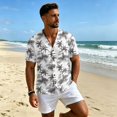 thumbnail image 5 of Uwinwear Men's Linen Cotton Short Sleeve Button Up V Neck Shirts Lightweight Tops Hawaiian Summer Beach Printed Casual Shirts Breathable Casual Wear,White,S, 5 of 8