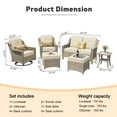 thumbnail image 3 of Vcatnet 6 Pieces Outdoor Patio Furniture Sectioal Sofa with Swivel Rocking Chairs Wicker High-Back Conversation Set with Side Table and Ottoman, Beige, 3 of 10