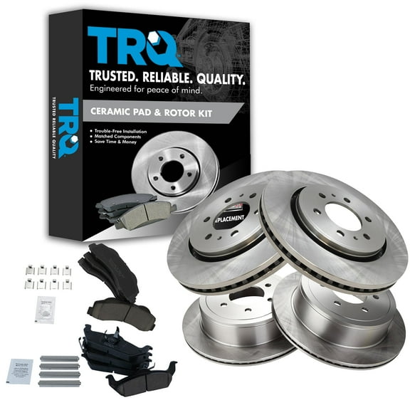 TRQ Front and Rear Brake Pad & Rotor Kit Brake Pads Brake Rotor Ceramic Fits Select 2010-2011 Ford F-150